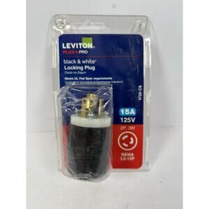 Leviton Plus Pro 15 Amp 125-Volt Locking Plug, Black and White 4720-CS